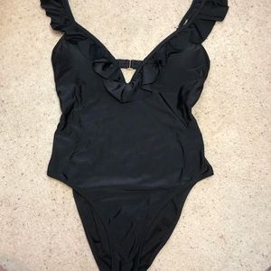Express ruffled black swimsuit